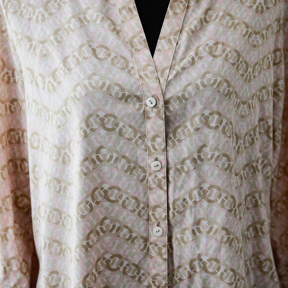Foxcroft NYC Pink blush Chain link Tunic shirt size 10 M - Picture 2 of 8